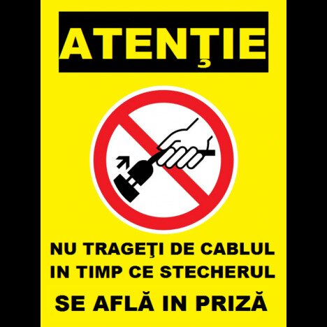 Placuta nu trageti de cablul in timp ce stecherul se afla in priza